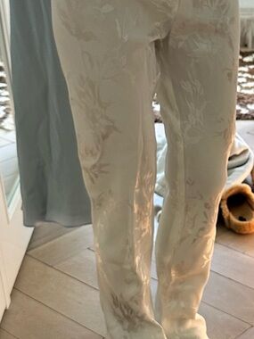 HEMANT & NANDITA Cream Floral Straight-Leg Pants